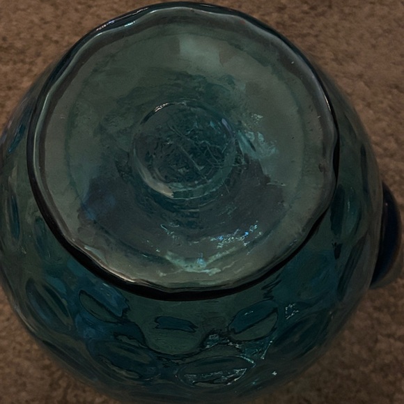 Blue Glass Pitcher with Ruffled Rim - Picture 7 of 7